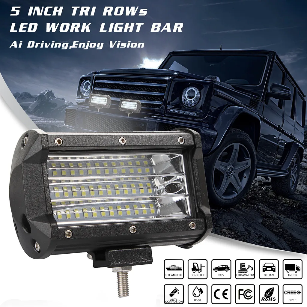 Car LED light 108W5in Combo Work Light Spotlight Off-road headlight DRL Driving Fog Lamp Truck Boat with mounting bracket | Автомобили и