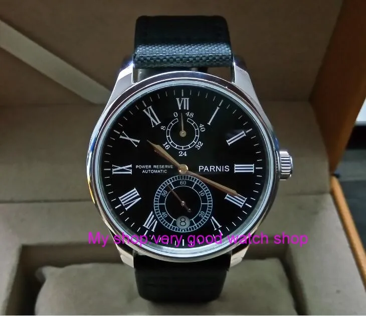 PARNIS 43mm black dial Automatic Self-Wind movement power reserve men's watch Mechanical watches wholesale GL219a
PARNIS 43mm black dial Automatic Self-Wind movement power reserve men's watch Mechanical watches wholesale GL219a