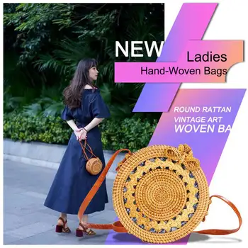 INS new ladies hand-woven bag round rattan retro literary hand-woven bag Bohemian hollow beach round shoulder bag PU shoulder
INS new ladies hand-woven bag round rattan retro literary hand-woven bag Bohemian hollow beach round shoulder bag PU shoulder