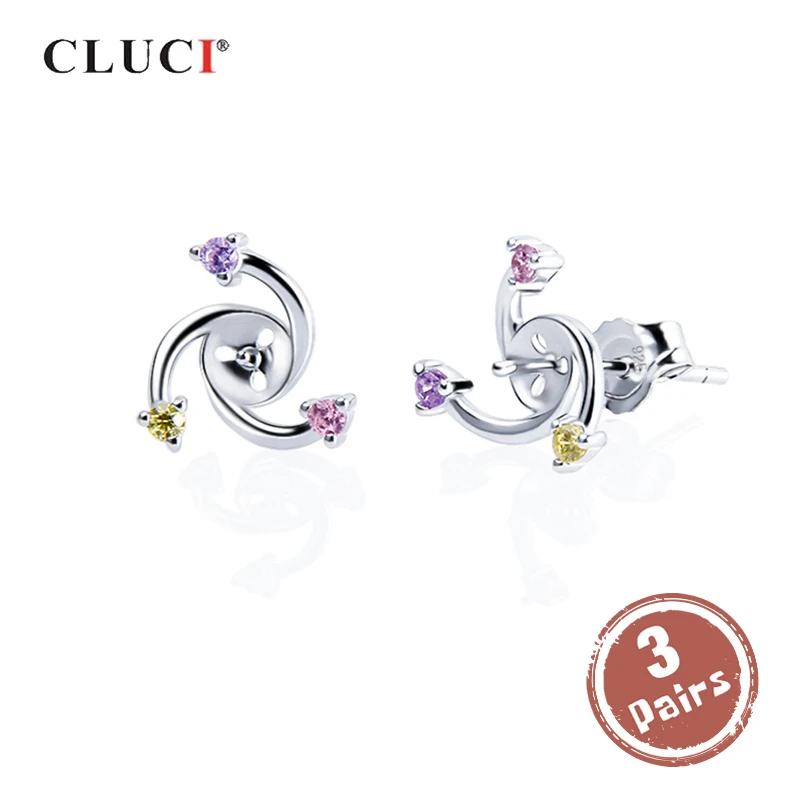 CLUCI 3 pair wholesale 925 Sterling Silver Earrings for Women Pearl Earring Mountings Silver 925 Zircon Earrings Jewelry SE071SB
CLUCI 3 pair wholesale 925 Sterling Silver Earrings for Women Pearl Earring Mountings Silver 925 Zircon Earrings Jewelry SE071SB
