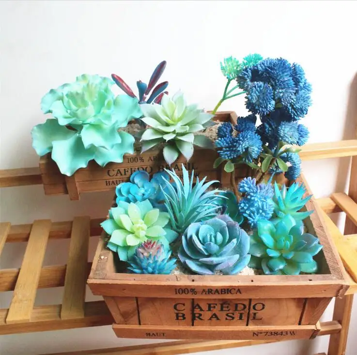 Symphony Blue Artificial Succulent Flower Head Creative Diy