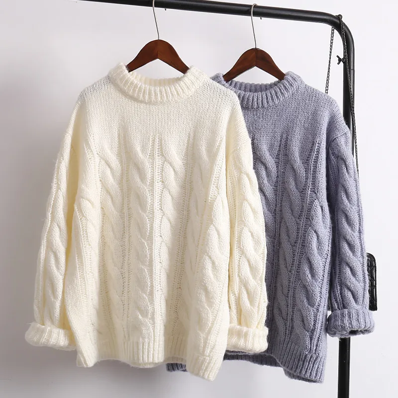 Winter Solid Color Twist Wool Sweater Pullover Women Loose Thick Warm O-neck Basic Sweaters Pullovers
Winter Solid Color Twist Wool Sweater Pullover Women Loose Thick Warm O-neck Basic Sweaters Pullovers
