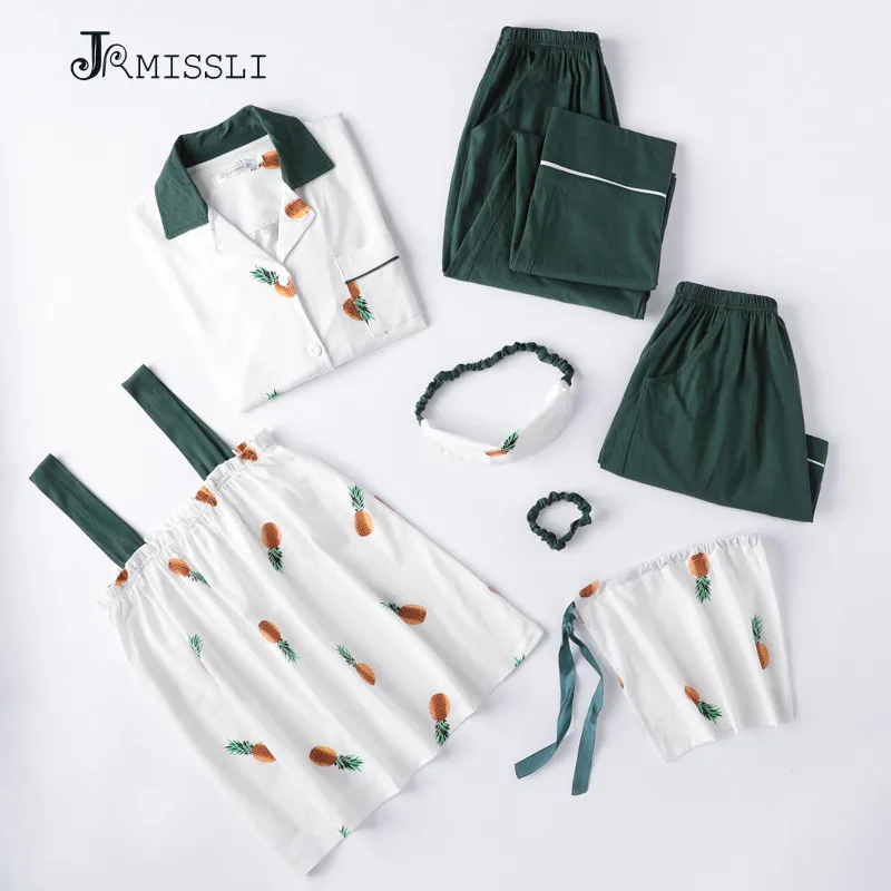 JRMISSI Women Pajamas Sets 7 Pieces Cotton Sleepwear Pijama Home Wear Home Clothing Sleep Lounge Pyjama
JRMISSI Women Pajamas Sets 7 Pieces Cotton Sleepwear Pijama Home Wear Home Clothing Sleep Lounge Pyjama