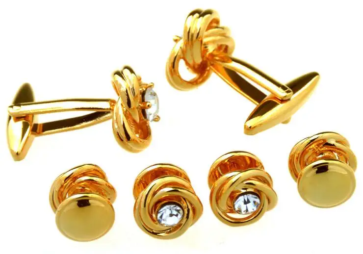 Запонки с золотым узлом и кристаллами запонки для воротника 6 шт. в комплекте