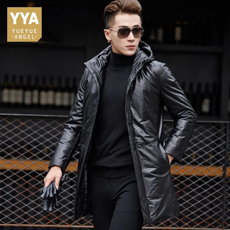 Winter Mens Motorcycle Biker Long Down Jacket Warm Zipper Hoody Windbreaker Trench Slim Fit Business Genuine Leather Overcoats
Winter Mens Motorcycle Biker Long Down Jacket Warm Zipper Hoody Windbreaker Trench Slim Fit Business Genuine Leather Overcoats
