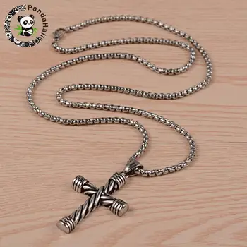 304 Stainless Steel Box Chain Cross Pendant Necklaces, with Lobster Clasps, Mixed Color, 28.14"(71.5cm)
304 Stainless Steel Box Chain Cross Pendant Necklaces, with Lobster Clasps, Mixed Color, 28.14"(71.5cm)