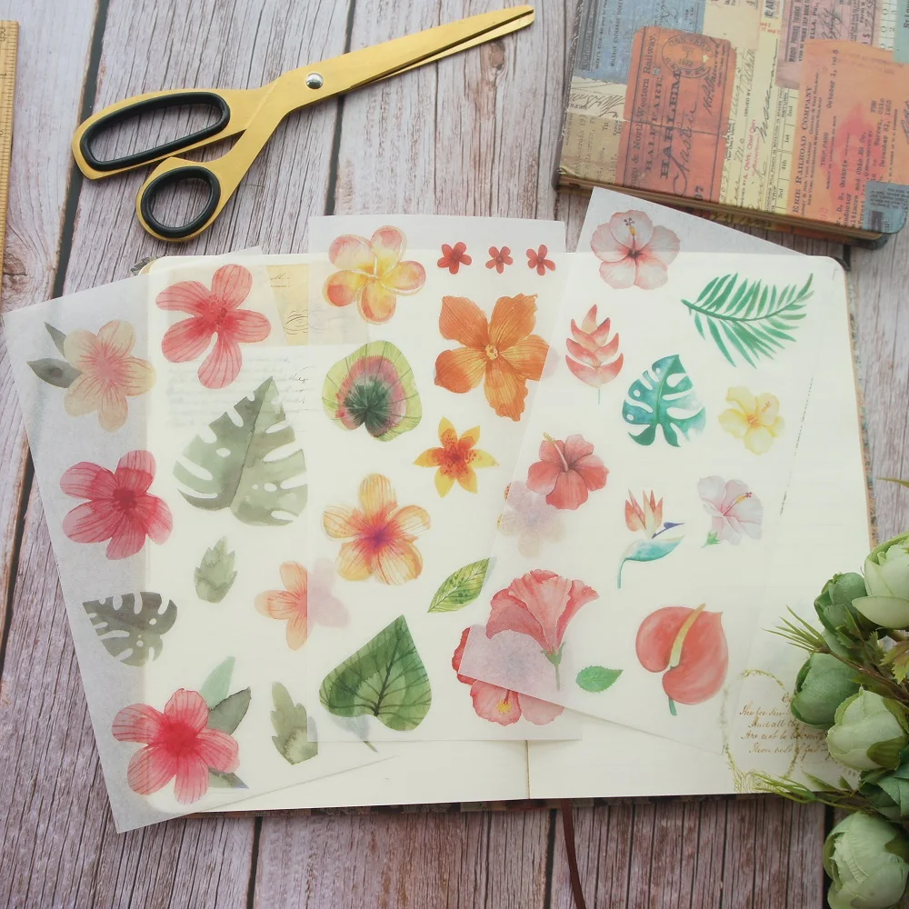 DIY 3 Sheets Tropical Flowers Leaves Washi Paper Sticker As Scrapbooking Decoration Gift Packing Label Decoration Use
DIY 3 Sheets Tropical Flowers Leaves Washi Paper Sticker As Scrapbooking Decoration Gift Packing Label Decoration Use