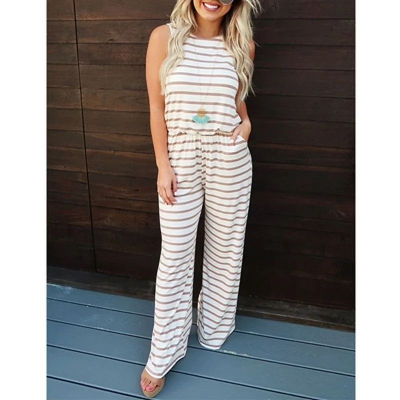 Summer Sexy Stripe Sleeveless Tunic Rompers Women Clothes Ladies Wide Leg One Piece Outfit Jumpsuit Casual Loose Streetwear
Summer Sexy Stripe Sleeveless Tunic Rompers Women Clothes Ladies Wide Leg One Piece Outfit Jumpsuit Casual Loose Streetwear