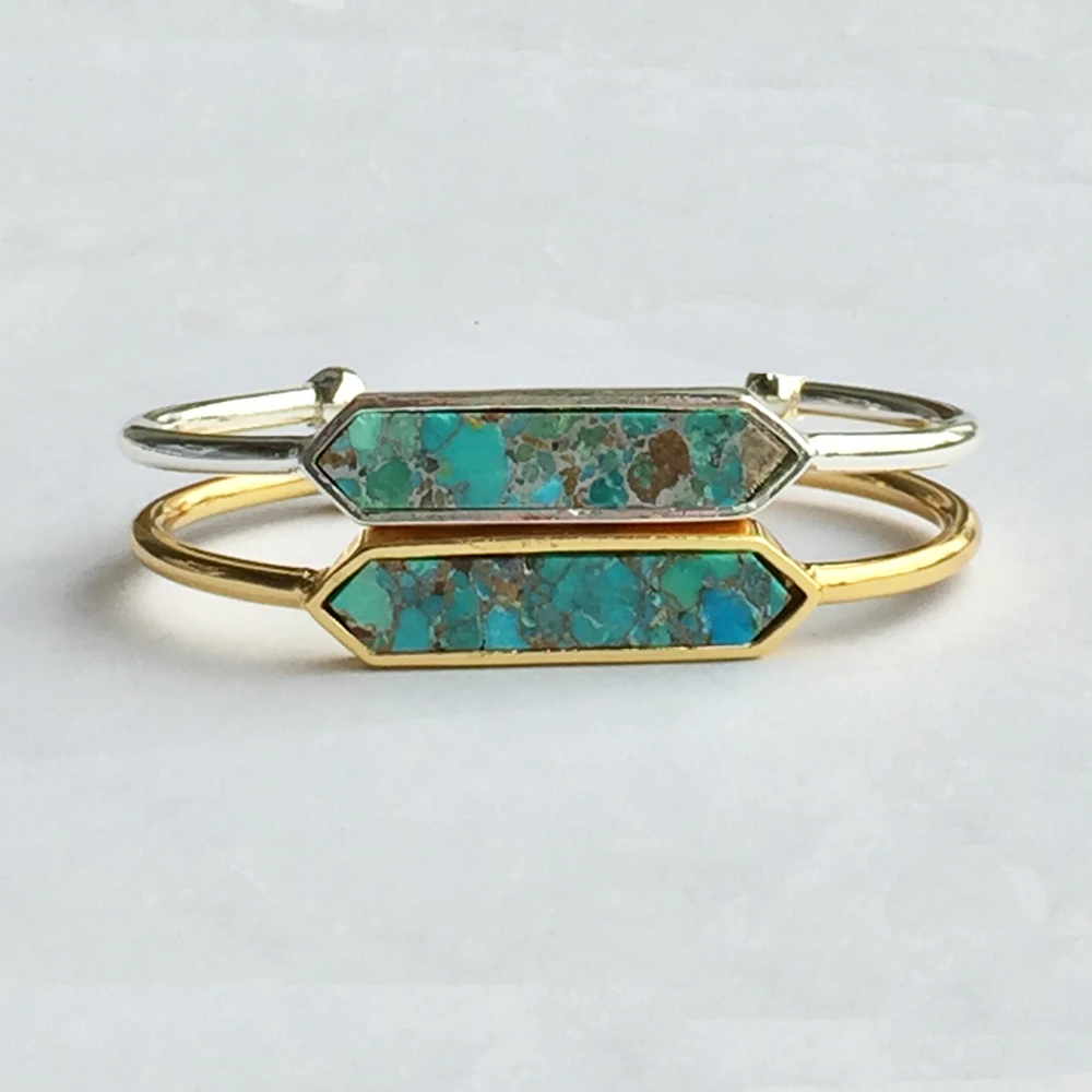 BOROSA Copper Natural Turquoises Open Bangle Cuff Hexagon Shape Blue Stones Metal Bangles Gifts ZG0255 ZS0255
BOROSA Copper Natural Turquoises Open Bangle Cuff Hexagon Shape Blue Stones Metal Bangles Gifts ZG0255 ZS0255