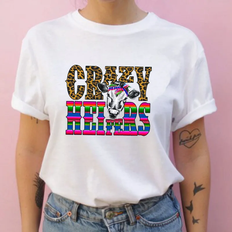 Women Clothes Fashion Cow Cattle Funny Crazy Leopard Heifer Tee Shirt T Female Woman Top Ladies Casual Printed Clothes T-shirt
Women Clothes Fashion Cow Cattle Funny Crazy Leopard Heifer Tee Shirt T Female Woman Top Ladies Casual Printed Clothes T-shirt