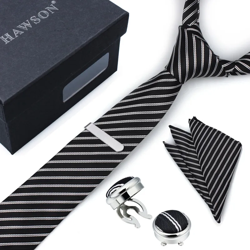 HAWSON High Quality Men's Necktie Set with Pocket Square Tie Clip Button Cover Cuff-links in Gift Box for Grooms Wedding
HAWSON High Quality Men's Necktie Set with Pocket Square Tie Clip Button Cover Cuff-links in Gift Box for Grooms Wedding