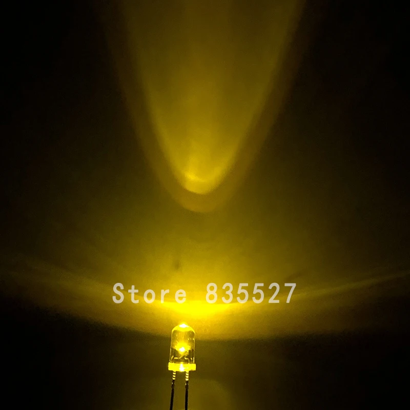 100pcs 11-2100 High Brightness 5mm Yellow 2 Pin LED led Light