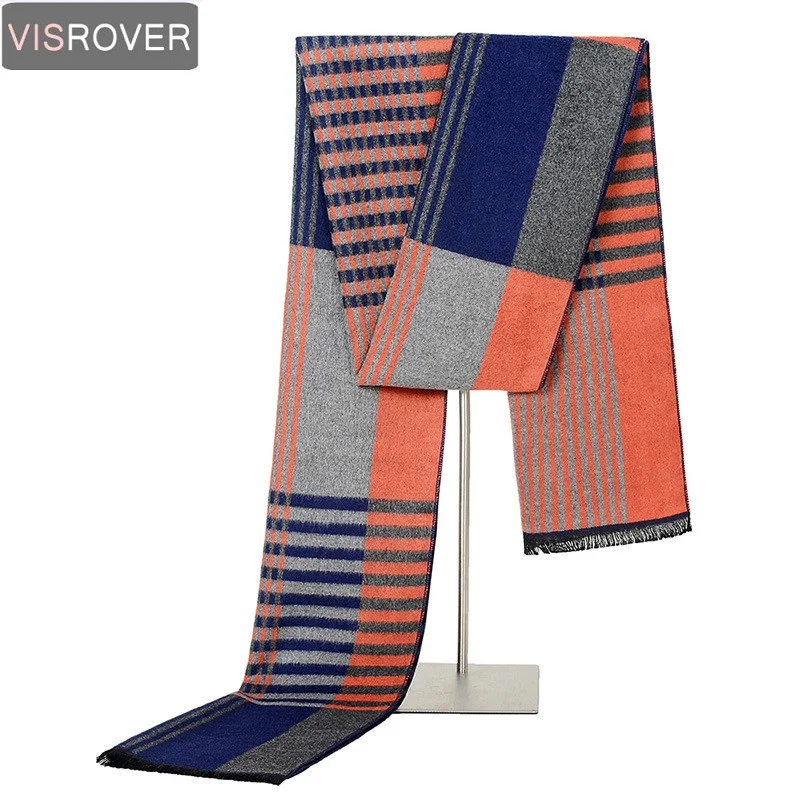 Фото Visrover зимний шерстяной Шелковый кашемировый шарф мужской повседневный | Мужские шарфы (32913524905)