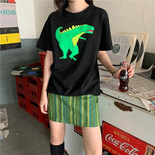 Dinosaur Printed Casual Loose Basic Fashion Cute Simple College Wind 2019 Summer Spring Short Sleeve Female Women T-shirts
Dinosaur Printed Casual Loose Basic Fashion Cute Simple College Wind 2019 Summer Spring Short Sleeve Female Women T-shirts