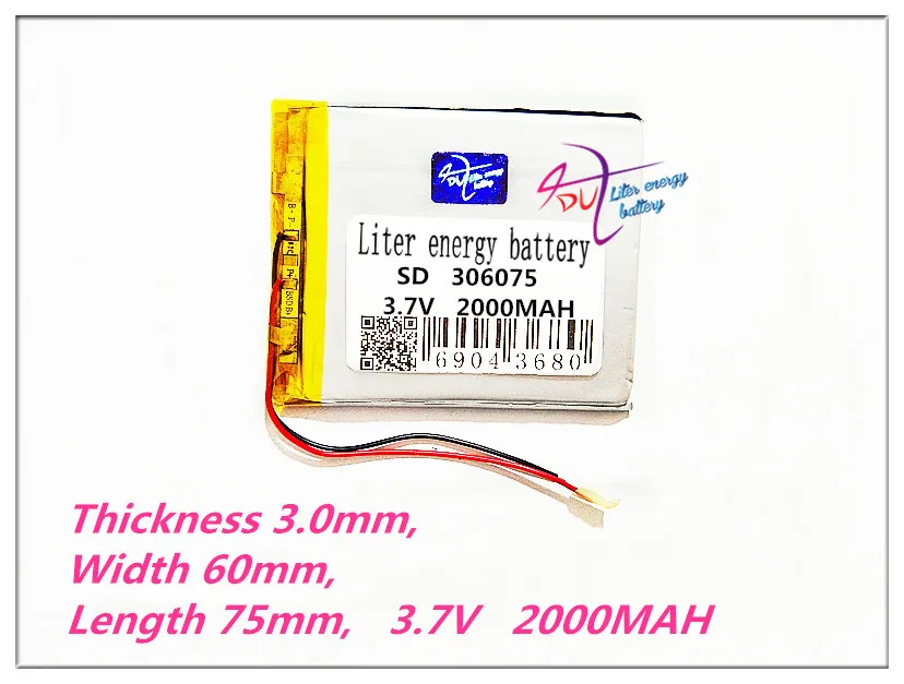 306075 3.7V 2000MAH Polymer rechargeable batteries cells power For GPS Vedio Game E-Book Tablet PC Power Bank 285875
306075 3.7V 2000MAH Polymer rechargeable batteries cells power For GPS Vedio Game E-Book Tablet PC Power Bank 285875