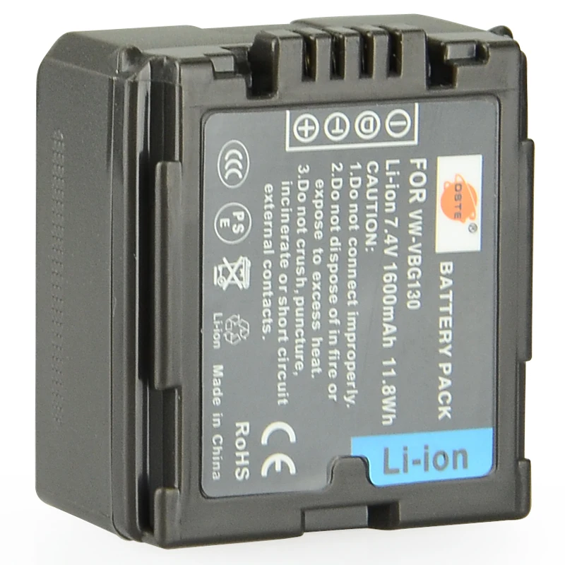 

DSTE VW-VBG130 Rechargeable Battery for Panasonic HDC-SD100 SD20 HS20 HS200 HS300 TM300 TM20 Camera