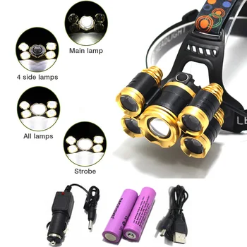 LED Headlamp XML 3T6 5T6 15000LM Headlight frontale Flashlight 4 Mode Torch Lights with Car Charger With 18650 Battery
LED Headlamp XML 3T6 5T6 15000LM Headlight frontale Flashlight 4 Mode Torch Lights with Car Charger With 18650 Battery
