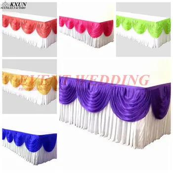Good Quality Banquet Wedding Ice Silk Table Skirt \ Table Cloth Skirting With Valance Swag Drape Decoration
Good Quality Banquet Wedding Ice Silk Table Skirt \ Table Cloth Skirting With Valance Swag Drape Decoration