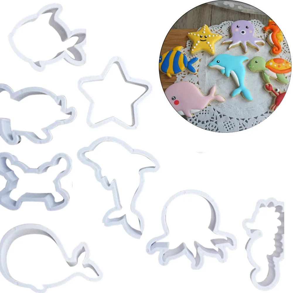 8Pcs Aquatic creatures Sugarcraft Fish Fondant Cookie Cutter Set Chocolate Mold Cake Decorating Tools Biscuit Pastry Bakeware
8Pcs Aquatic creatures Sugarcraft Fish Fondant Cookie Cutter Set Chocolate Mold Cake Decorating Tools Biscuit Pastry Bakeware