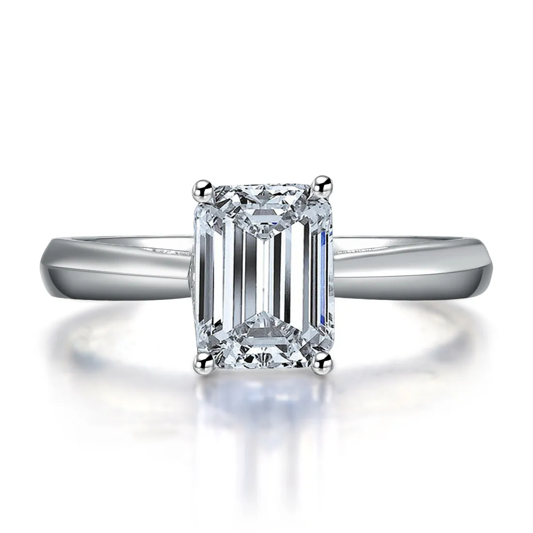 Кольцо из серебра 925 пробы с изумрудом 1 карат|ring white gold|synthetic diamondemerald cut |