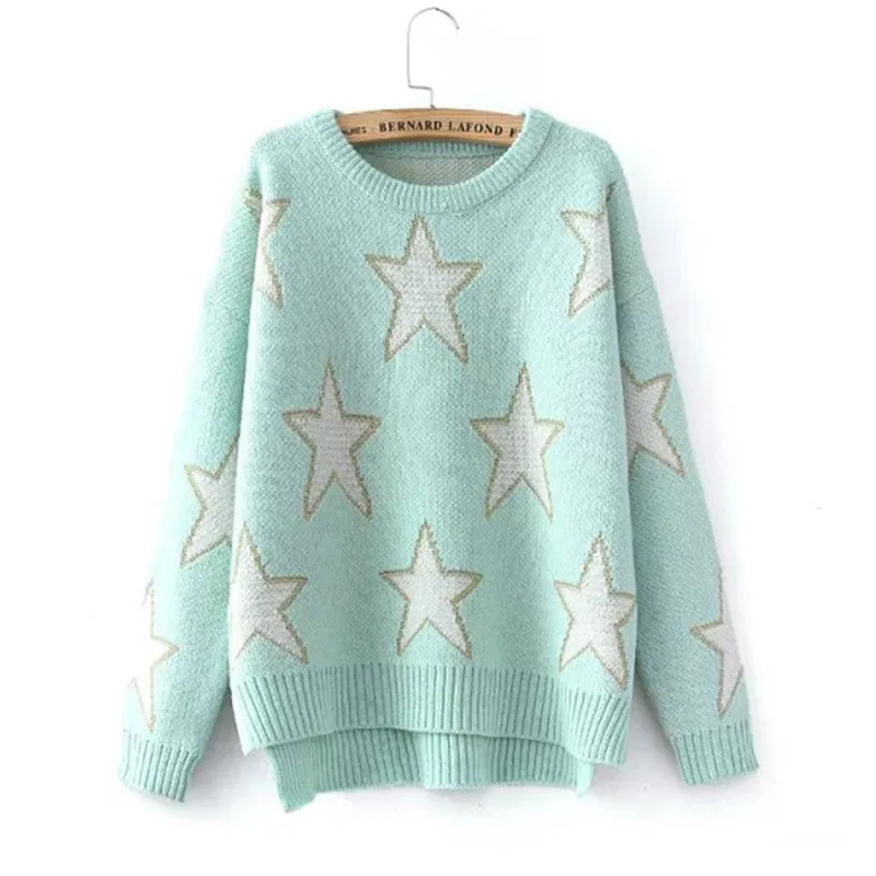 Gold Line Five-Pointed Star Sweater Women Long Sleeve Split Front Short Back Long Femme Thick Loose Pullover Mujer Tops MZ2865
Gold Line Five-Pointed Star Sweater Women Long Sleeve Split Front Short Back Long Femme Thick Loose Pullover Mujer Tops MZ2865