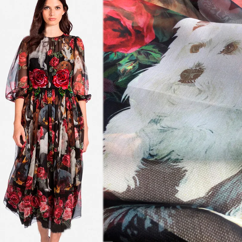 100X145cm Small Dog Flower Printed Thin Chiffon Fabric for Woman Children Parent-child Summer Long Dresses Blouse Sewing DIY
100X145cm Small Dog Flower Printed Thin Chiffon Fabric for Woman Children Parent-child Summer Long Dresses Blouse Sewing DIY