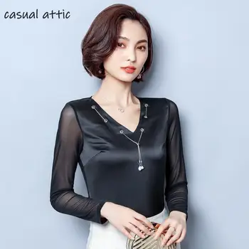 Elegant Office Lady Shirts Gauze Long Sleeve Black Womens Blouses 2019 New Arrival V-neck Pendant Decoration Plus Size Tops
Elegant Office Lady Shirts Gauze Long Sleeve Black Womens Blouses 2019 New Arrival V-neck Pendant Decoration Plus Size Tops