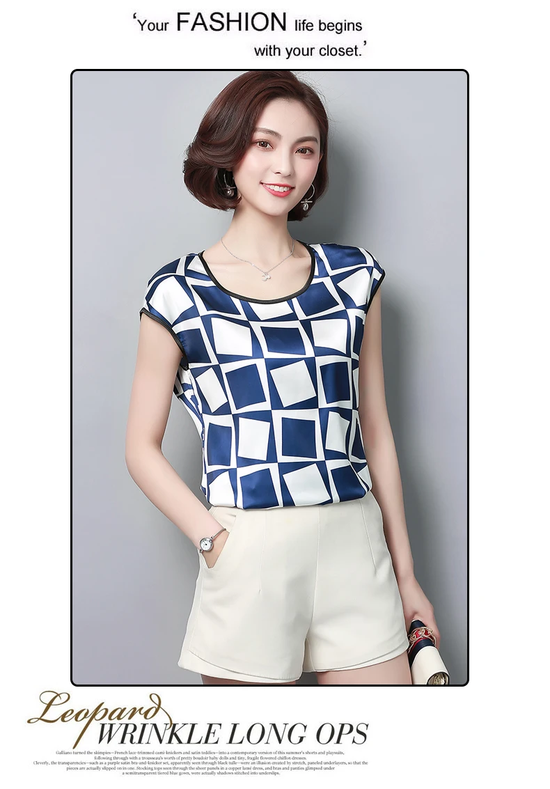 16.2018 Office Ladies Blouses 2018 New Short Sleeve Chiffon Blouse Summer Tops Floral Print Shirts Women Top Casual Clothing Blusas
