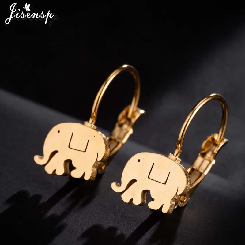 Jisensp Simple Fashion Design Lovely Elephant Stainless Steel Earrings Animal Jewelry for Women Fashion Hoop Ear Stud bijoux
Jisensp Simple Fashion Design Lovely Elephant Stainless Steel Earrings Animal Jewelry for Women Fashion Hoop Ear Stud bijoux
