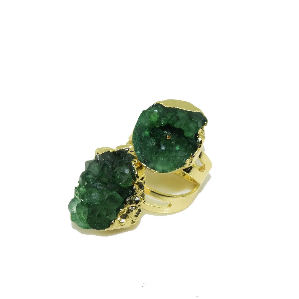 Cluster Fashion Jewelry Raw druzy Stone rings green crystal quartz adjustable rings natural geode druzy rings for women gift
Cluster Fashion Jewelry Raw druzy Stone rings green crystal quartz adjustable rings natural geode druzy rings for women gift