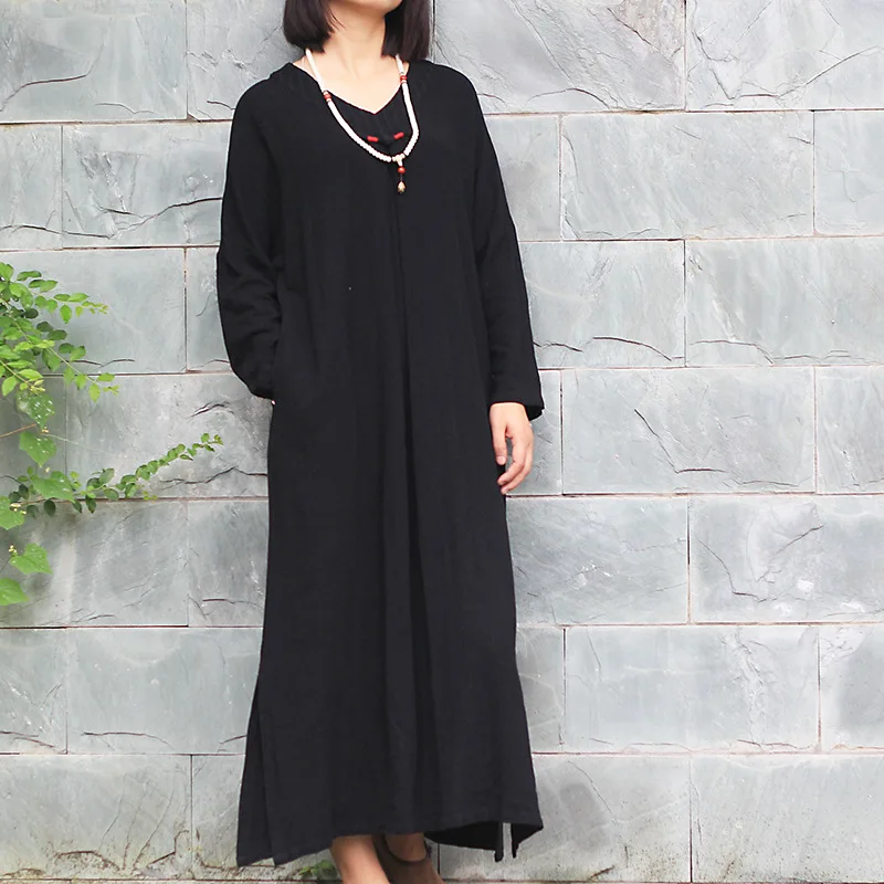Black Colour Women Maxi Dress Vintage Robe Cotton Linen 2018 Autumn New Long Sleeve Button Casual Chinese Style Loose Dresses
Black Colour Women Maxi Dress Vintage Robe Cotton Linen 2018 Autumn New Long Sleeve Button Casual Chinese Style Loose Dresses