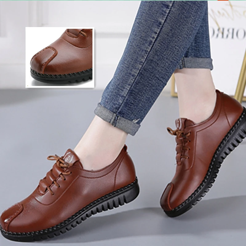 Mother Flat Loafers Genuine Split Leather Black Ballet Round Toe Female Sewing Shallow Women Slip on Ladies Shoes Zapatos Mujer
Mother Flat Loafers Genuine Split Leather Black Ballet Round Toe Female Sewing Shallow Women Slip on Ladies Shoes Zapatos Mujer