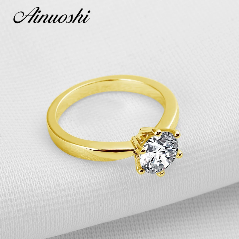 AINUOSHI Brand 10k Solid Yellow Gold Wedding Ring Solitaire Rings Round Cut 1 Carat Simulated Diamond Bague Women Wedding Rings
AINUOSHI Brand 10k Solid Yellow Gold Wedding Ring Solitaire Rings Round Cut 1 Carat Simulated Diamond Bague Women Wedding Rings