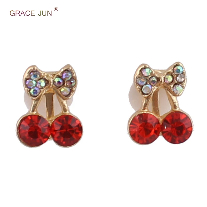 GRACE JUN Gold Color Rhinestone Bowknot Small Cherry Clip on Earrings Crystal Fashion Cute Ear Clip Factory Direct Wholesale
GRACE JUN Gold Color Rhinestone Bowknot Small Cherry Clip on Earrings Crystal Fashion Cute Ear Clip Factory Direct Wholesale