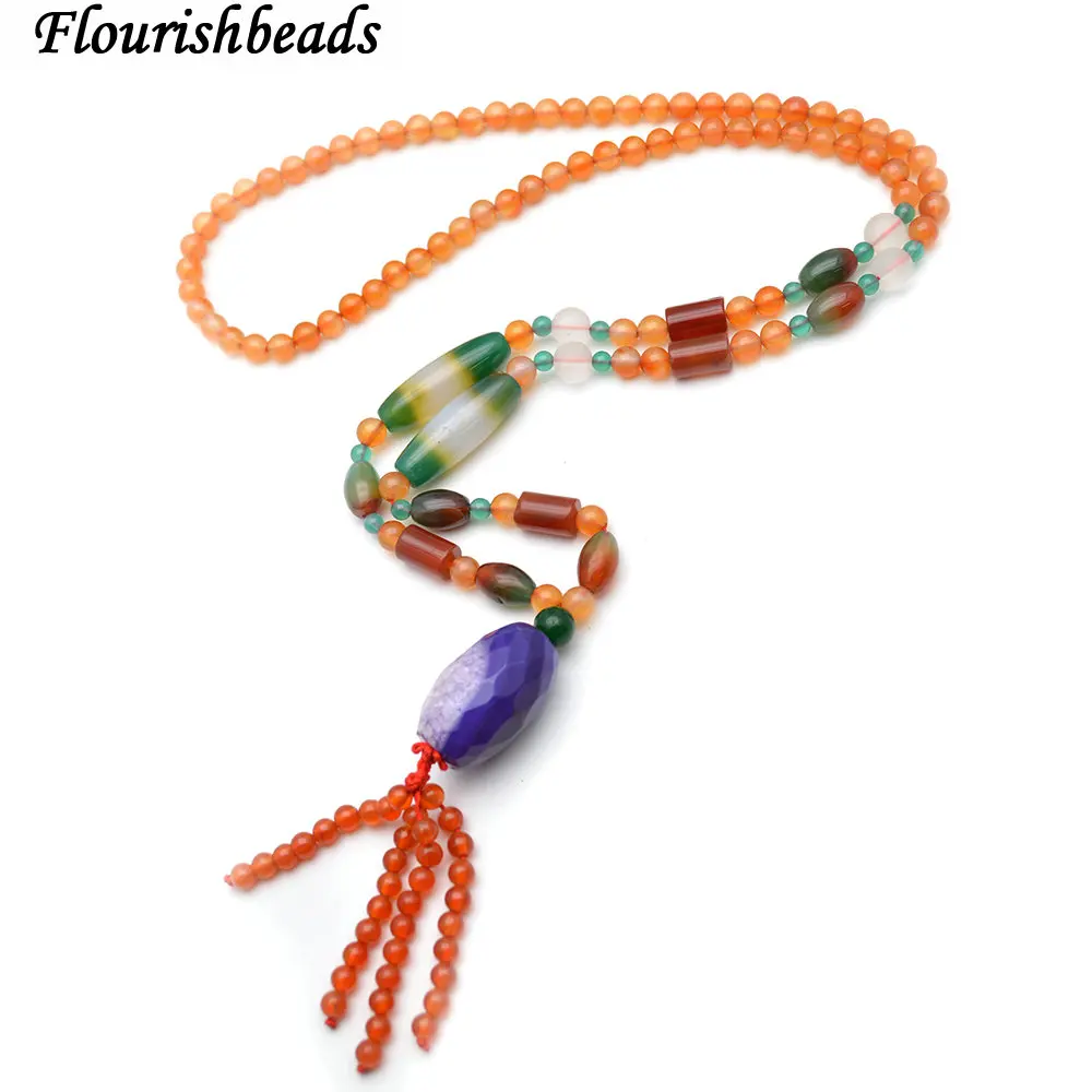 Handmade Mix color Agate Stone Beads Tassel Pendant Long Chains Necklace Fashion Party Jewelry
Handmade Mix color Agate Stone Beads Tassel Pendant Long Chains Necklace Fashion Party Jewelry