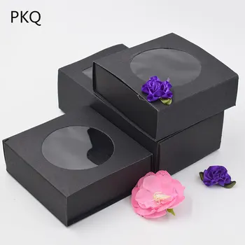 9.5x9.5x4.5cmBlack Kraft Paper Box With Transparent Window Wedding Gift Candy Box Small Paper Box For Packaging Handmade Soap
9.5x9.5x4.5cmBlack Kraft Paper Box With Transparent Window Wedding Gift Candy Box Small Paper Box For Packaging Handmade Soap