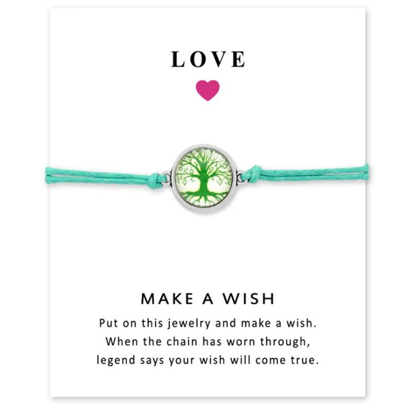 2018 Lovely Gift Time Gem Glass Charm Brecelets Life Tree Wish Card Bracelets Wax Rope Jewelry for Friends 1pc
2018 Lovely Gift Time Gem Glass Charm Brecelets Life Tree Wish Card Bracelets Wax Rope Jewelry for Friends 1pc