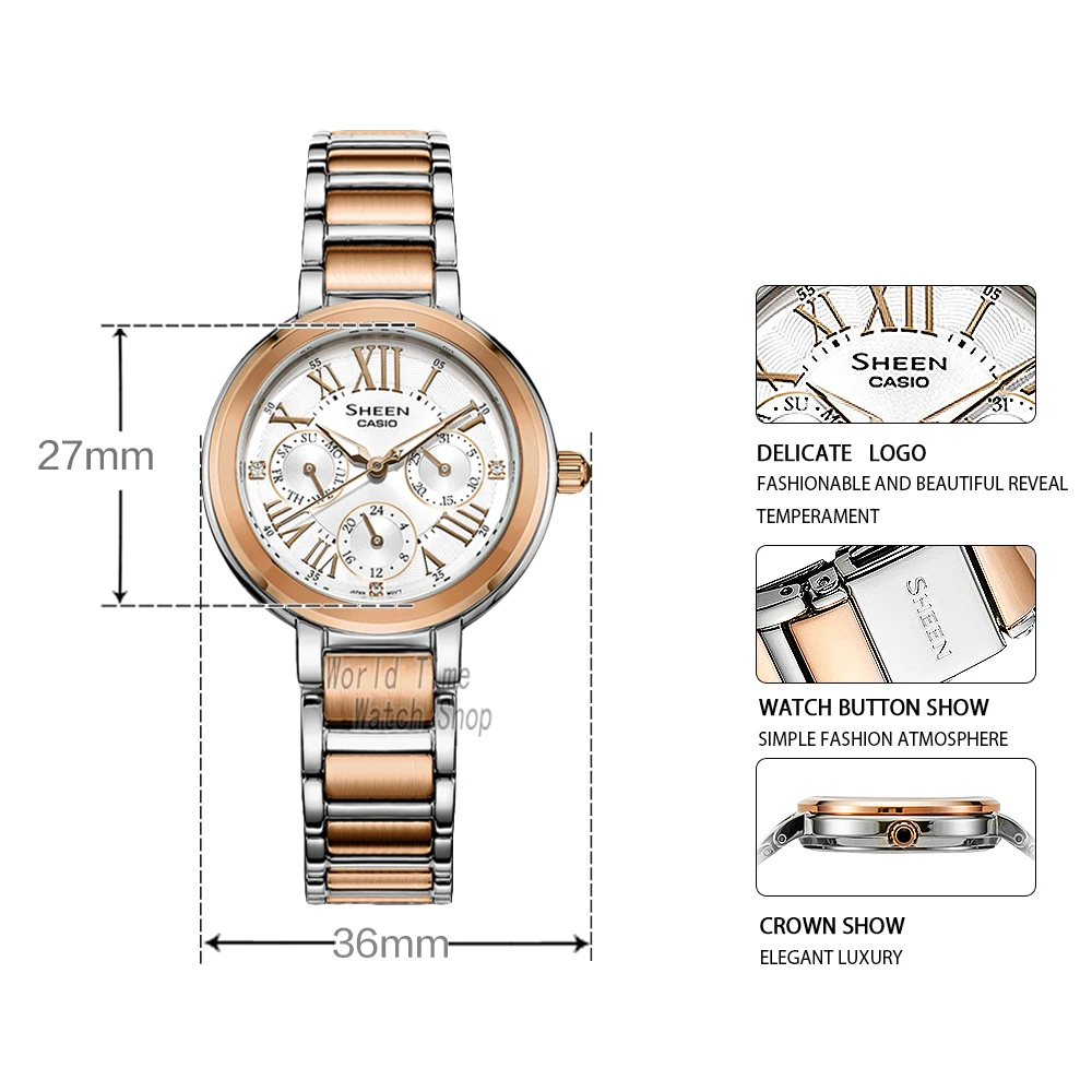 Часы Casio Swarovski Crystal женские часы лучший бренд класса люкс 50 м Водонепроницаемые