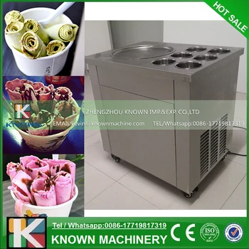 The 220V / 110V single round ice pan and 6 topping tanks of fried ice cream roll machine with temperature control system
The 220V / 110V single round ice pan and 6 topping tanks of fried ice cream roll machine with temperature control system