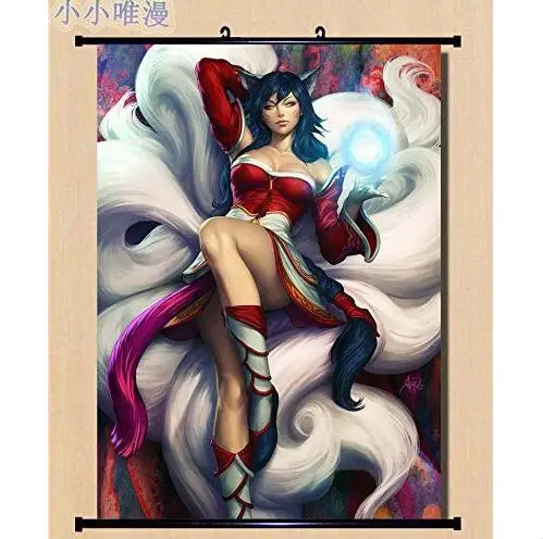 Домашний декор аниме постер Лига Легенд LoL с девятью хвостами лиса Ahri Косплей