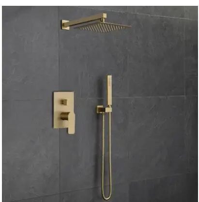 Quyanre Luxury Brushed Gold Shower Faucet Set Wall Mount 10" Rainfall Shower Tap With Embedded Box Mixer Tap
Quyanre Luxury Brushed Gold Shower Faucet Set Wall Mount 10" Rainfall Shower Tap With Embedded Box Mixer Tap
