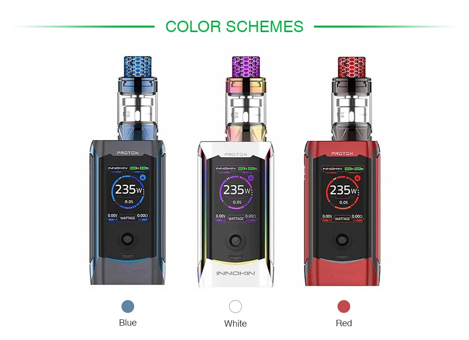 Original Innokin Proton Plex 235W TC Kit TFT Display Screen Box Mod Atheon 235W Chipset Ecigarette Kit Huge Power Vaping