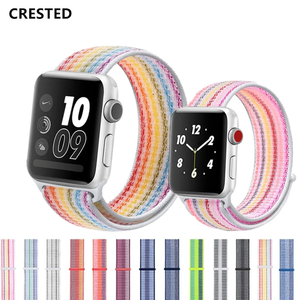 CRESTED Sport Loop strap For Apple Watch band 4 42mm 44mm iwatch band 3 38mm/40mm correa Nylon wrist bracelet watch Accessories
CRESTED Sport Loop strap For Apple Watch band 4 42mm 44mm iwatch band 3 38mm/40mm correa Nylon wrist bracelet watch Accessories