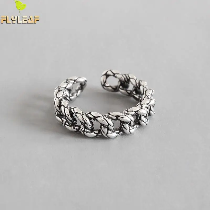 Flyleaf 925 Sterling Silver Retro Twist Chain Open Rings For Women Do The Old Personality Vintage Jewelry
Flyleaf 925 Sterling Silver Retro Twist Chain Open Rings For Women Do The Old Personality Vintage Jewelry