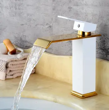 Gold and white color Finish Basin Faucet Waterfall Faucet Bathroom Faucet Bathroom Basin Mixer Tap with Hot and Cold Water crane
Gold and white color Finish Basin Faucet Waterfall Faucet Bathroom Faucet Bathroom Basin Mixer Tap with Hot and Cold Water crane
