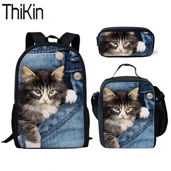 THIKIN 3Pcs/Set Children School Bags Backpacks for Middle School Teenagers Denim Cat Printing Shoulder Bagpack Girls Satchel
THIKIN 3Pcs/Set Children School Bags Backpacks for Middle School Teenagers Denim Cat Printing Shoulder Bagpack Girls Satchel