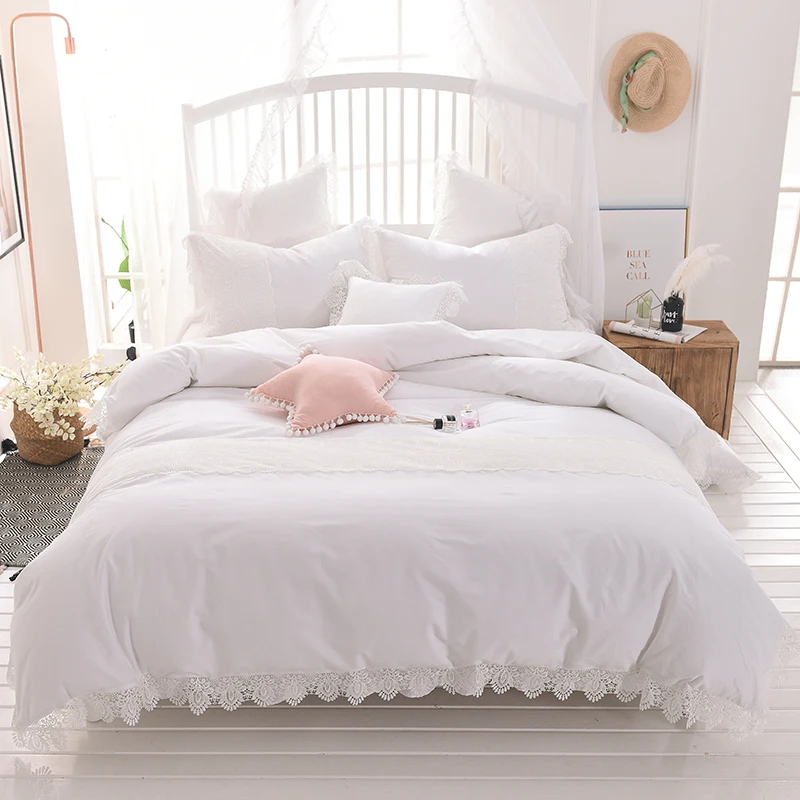 4/6pcs New 100% Cotton Bedlinen Luxury bedskirt Bedcover white gray pink lace edge Duvet Cover twin queen king size Bedding Set
4/6pcs New 100% Cotton Bedlinen Luxury bedskirt Bedcover white gray pink lace edge Duvet Cover twin queen king size Bedding Set