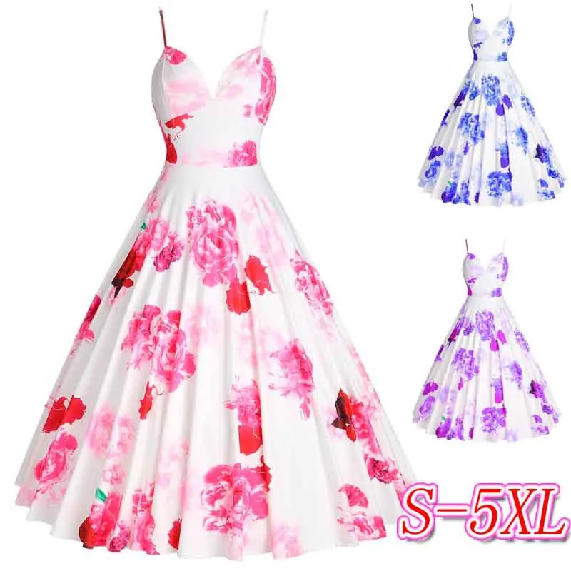 2019 new summer elegent fashion style women v-neck printing plus size knee-length dress S-5XL
2019 new summer elegent fashion style women v-neck printing plus size knee-length dress S-5XL