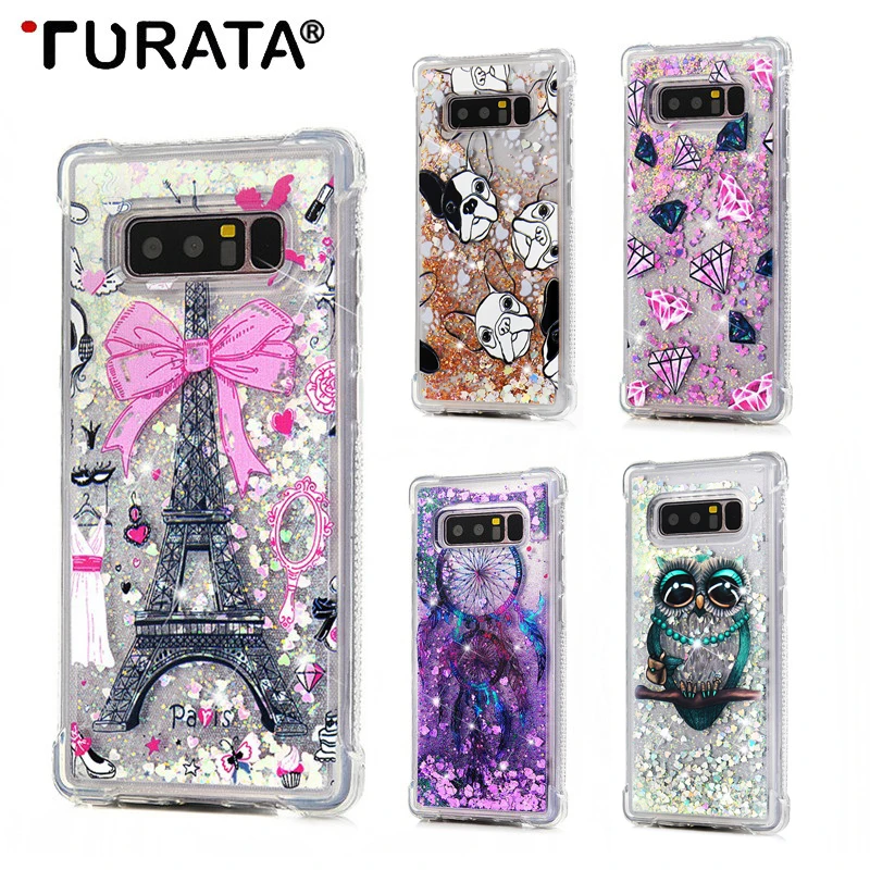 Turata 3D Bling Liquid Quicksand Glitter Soft TPU Slicone Case For Samsung Galaxy Note 8 S8 LG V30 Cover Capa Coque Funda |