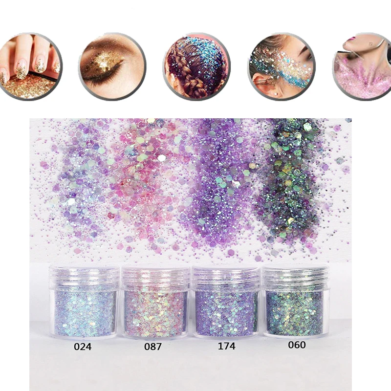 4Pot/Set Flake Chunky Glitter Powder Nail Eyeshadow Tattoo Body Face make-up Colorful Mixed Paillette Face Body Hair Nail Art
4Pot/Set Flake Chunky Glitter Powder Nail Eyeshadow Tattoo Body Face make-up Colorful Mixed Paillette Face Body Hair Nail Art